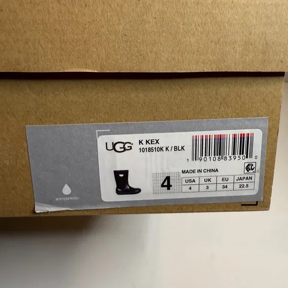 UGG Black Waterproof Boots Kex Size 4 New in Box