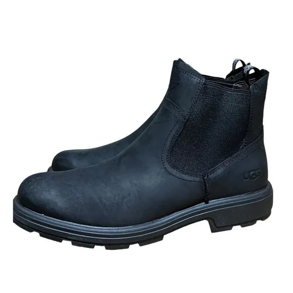 Ugg Boots Mens 10 Black Biltmore Chelsea Leather Waterproof Pull On Chunky