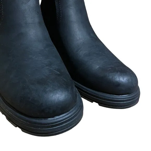 Ugg Boots Mens 10 Black Biltmore Chelsea Leather Waterproof Pull On Chunky