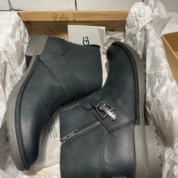 UGG Cheyne Women’s Black Leather Waterproof Ankle Boots