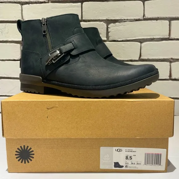 UGG Cheyne Women’s Black Leather Waterproof Ankle Boots