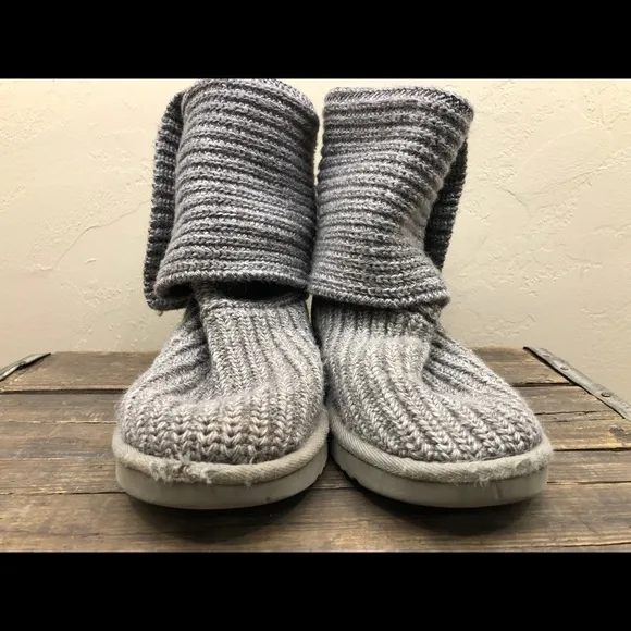 UGG Classic Cardi Boots Size 7 Grey Wool Sheepskin