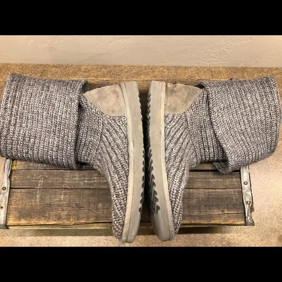 UGG Classic Cardi Boots Size 7 Grey Wool Sheepskin