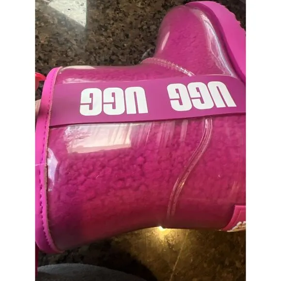 UGG CLASSIC CLEAR MINI ROCK ROSE PINK WATERPROOF ANKLE BOOT SIZE 7 WOMEN