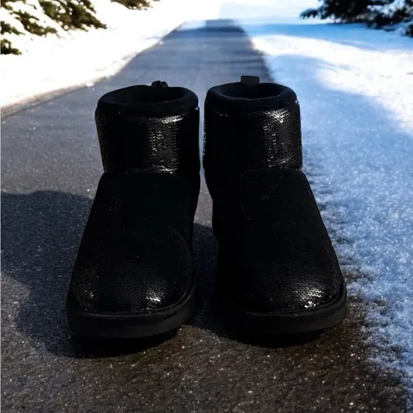 Ugg Classic II Mini Mirror Ball Black Sequin Boots