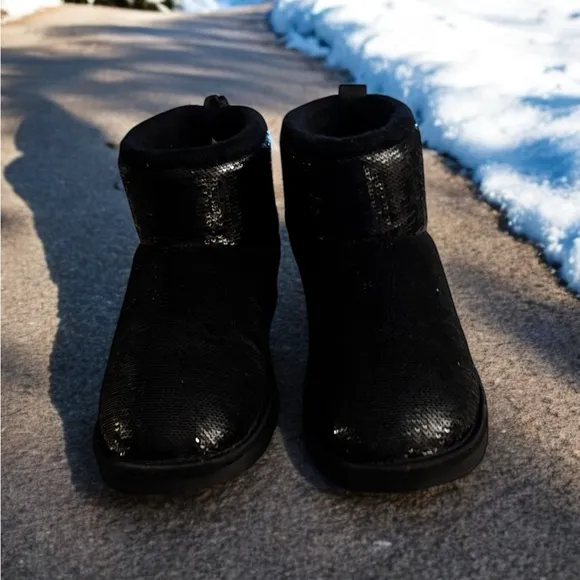 Ugg Classic II Mini Mirror Ball Black Sequin Boots