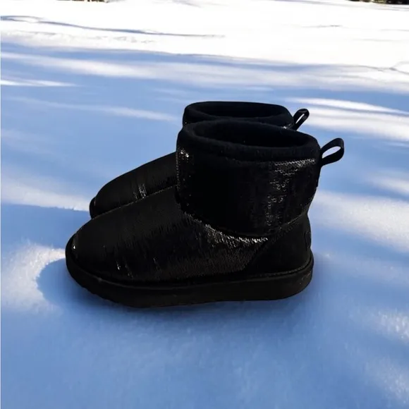 Ugg Classic II Mini Mirror Ball Black Sequin Boots