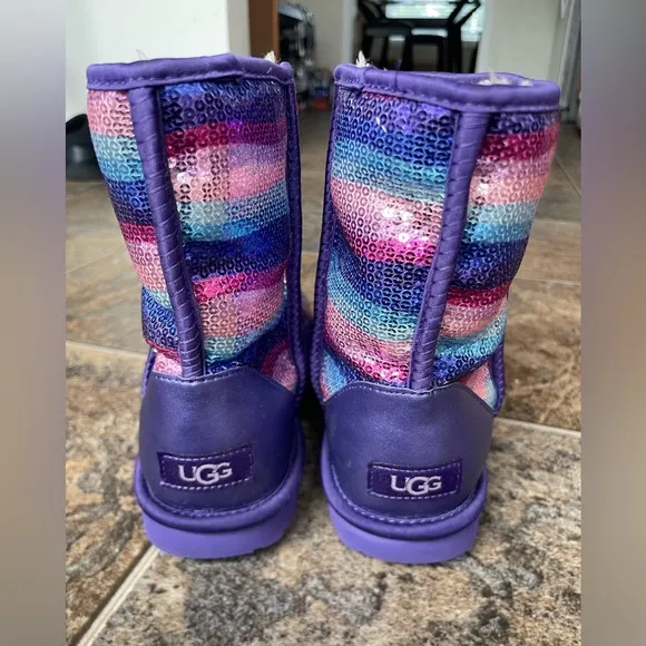 UGG Classic II Rainbow Sequin Boots- Big Kid’s Size 6Y