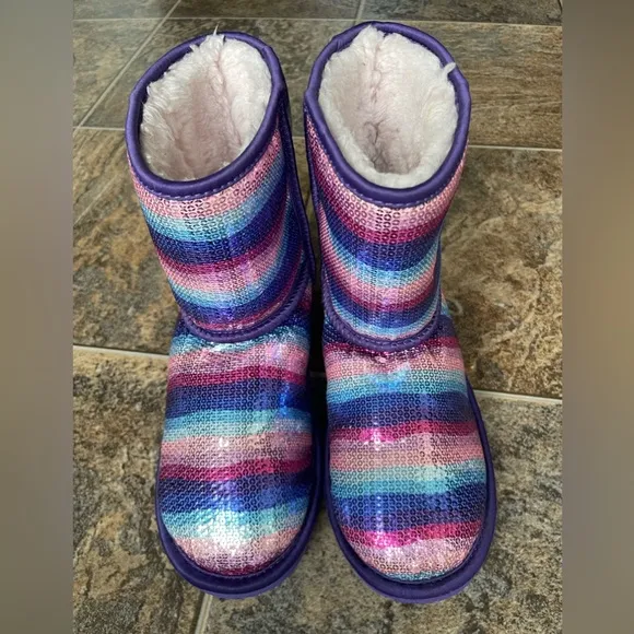 UGG Classic II Rainbow Sequin Boots- Big Kid’s Size 6Y