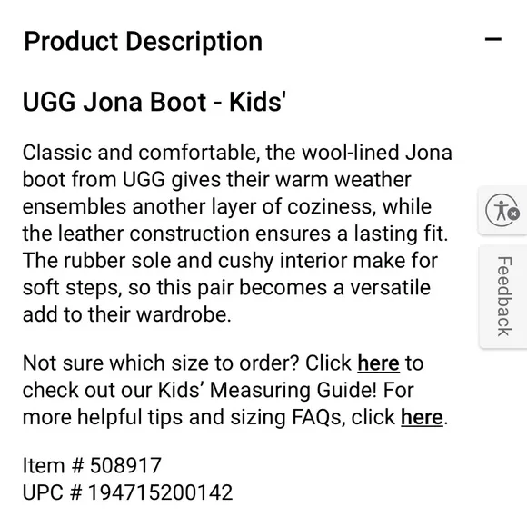 UGG Classic Jona Black Suede Leather Boots Big Kids Shoe Size 4