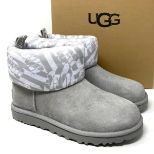 UGG Classic Mini Jersey Suede Stripe Gray Boots Winter Women Size 1136674 SEL