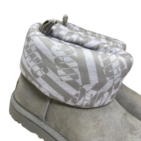 UGG Classic Mini Jersey Suede Stripe Gray Boots Winter Women Size 1136674 SEL