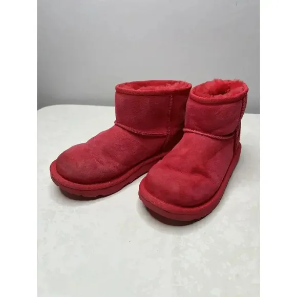 UGG Classic Mini Samba Pink Suede Fur Boots Kids Size 2