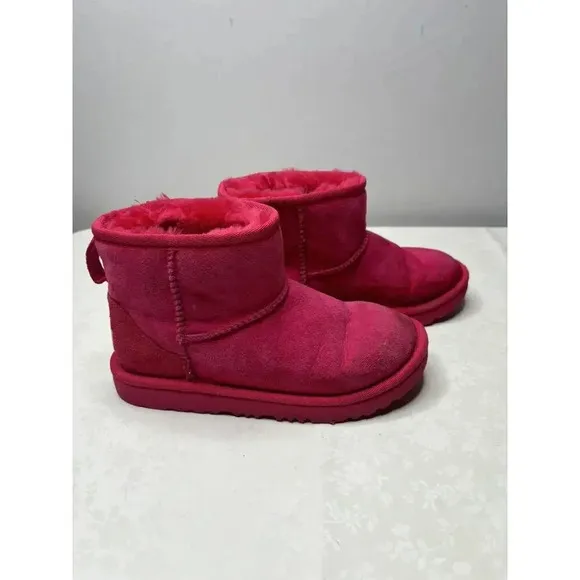 UGG Classic Mini Samba Pink Suede Fur Boots Kids Size 2