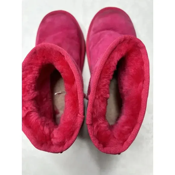 UGG Classic Mini Samba Pink Suede Fur Boots Kids Size 2