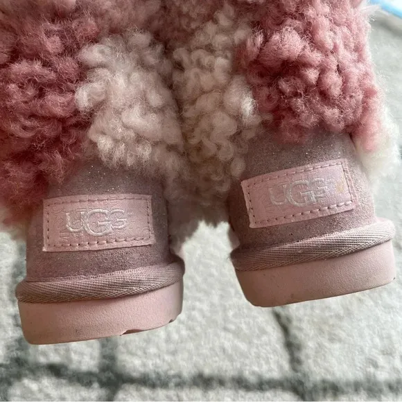 UGG CLASSIC SHORT PATCHWORK FLUFF BABY PINK BOOTS 10