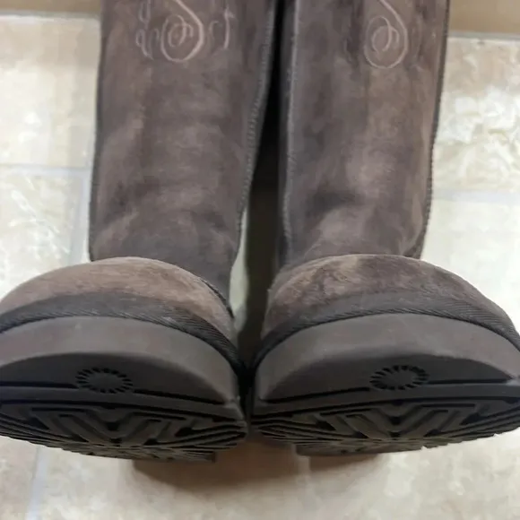 UGG Classic Tall Leather Embossed Boots Size 9
