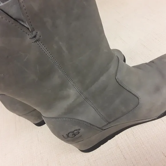 UGG Grey Joely Sherling Waterproof Wedge Boots