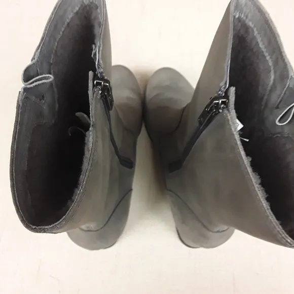 UGG Grey Joely Sherling Waterproof Wedge Boots