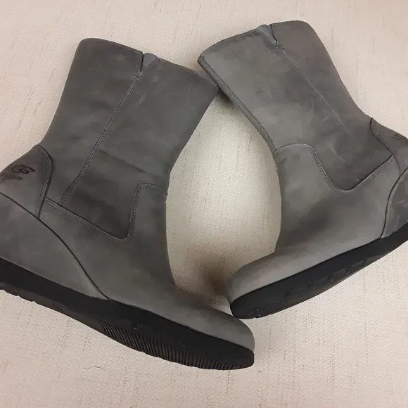 UGG Grey Joely Sherling Waterproof Wedge Boots