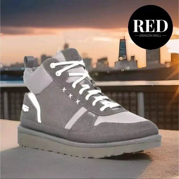 UGG Highland Hi Heritage Gray/White Sneaker Boots - Men's Size 9
