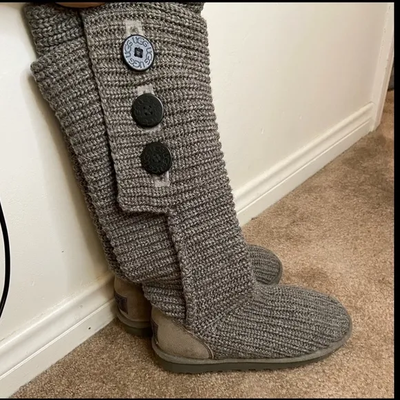 Ugg Kids Classic Knit Cardy Boots in Grey