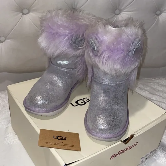 Ugg Maizey Classic II Silver Purple Sparkle Boots | Color: Purple/Silver