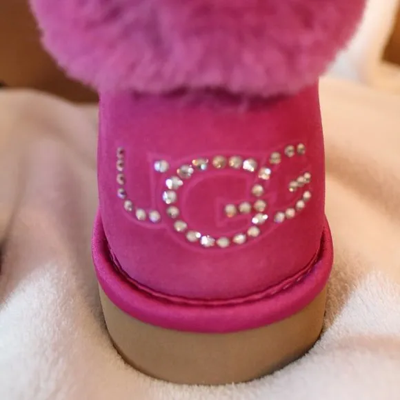 UGG MINI BLING SWAROVSKI‎ CRYSTAL SUEDE BOOTS PINK