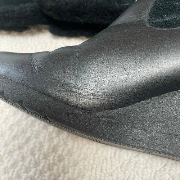 UGG Mischa Black Wedge Tall Waterproof Boots Suede 8.5