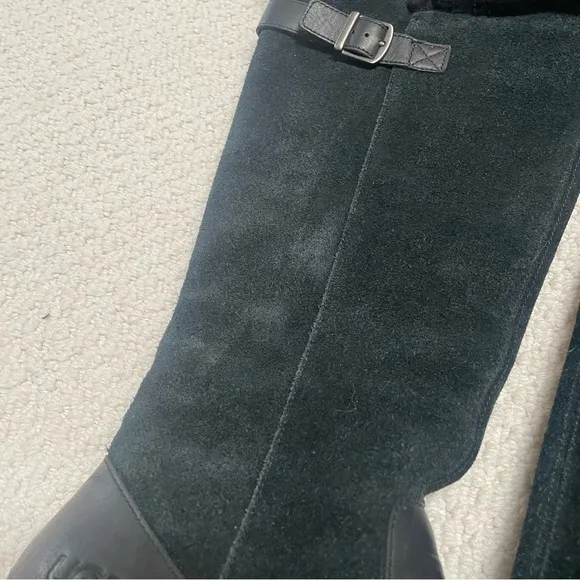 UGG Mischa Black Wedge Tall Waterproof Boots Suede 8.5