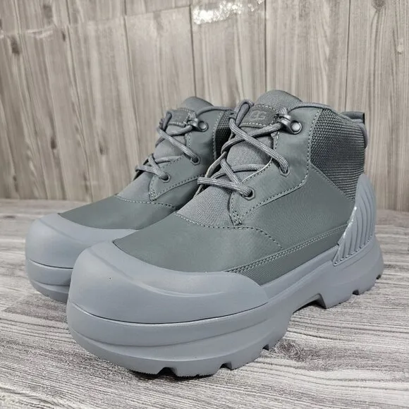UGG NEUMEL X GRAY TEXTILE LEATHER WATERPROOF RAIN BOOTS - WOMEN'S SIZE 8.5