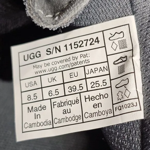 UGG NEUMEL X GRAY TEXTILE LEATHER WATERPROOF RAIN BOOTS - WOMEN'S SIZE 8.5