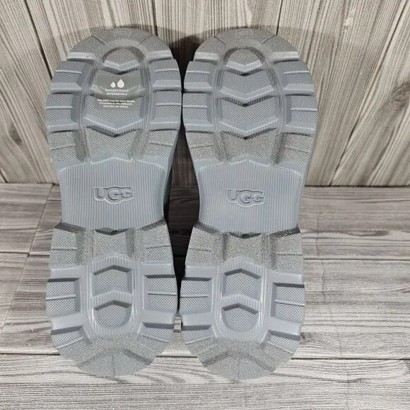 UGG NEUMEL X GRAY TEXTILE LEATHER WATERPROOF RAIN BOOTS - WOMEN'S SIZE 8.5