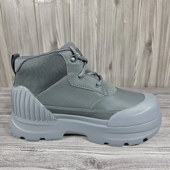 UGG NEUMEL X GRAY TEXTILE LEATHER WATERPROOF RAIN BOOTS - WOMEN'S SIZE 8.5