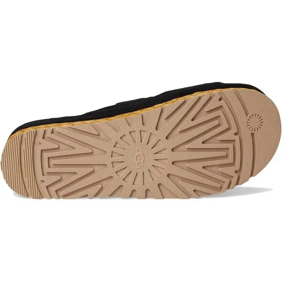 Ugg Shoes Aubrey Black Leather Platform Slide Sandals