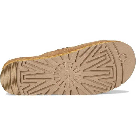 UGG Shoes Aubrey Chestnut Leather Platform Slide Sandals