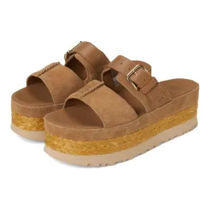 UGG Shoes Aubrey Chestnut Leather Platform Slide Sandals