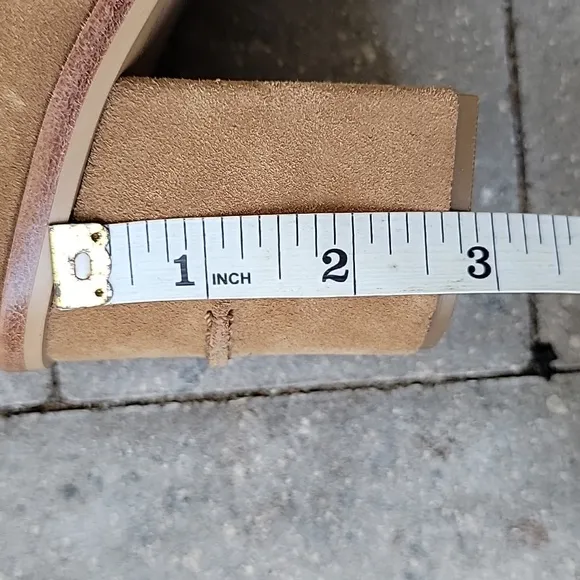 UGG Suede Peep Toe Ankle Boots Sz 10 Chunky Heel