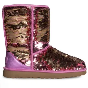 ☆Ugg Womens Classic Short Pink &amp; Gold Sequin Boots☆