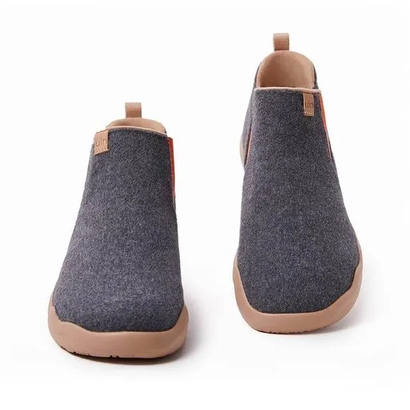 UIN Men's Ankle Chelsea Boots Cow Suede Comfort Shoes(GRANADA DEEP GREY WOOL)