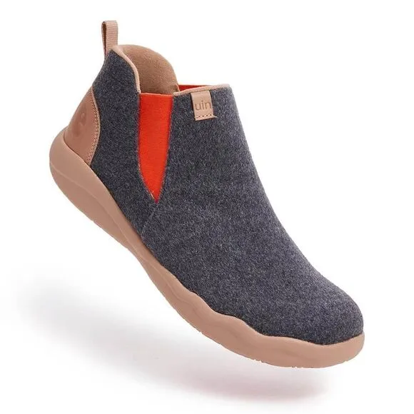 UIN Men's Ankle Chelsea Boots Cow Suede Comfort Shoes(GRANADA DEEP GREY WOOL)