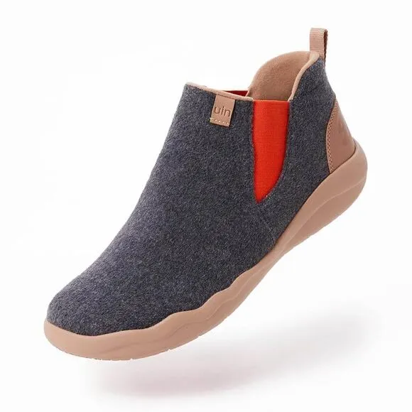 UIN Men's Ankle Chelsea Boots Cow Suede Comfort Shoes(GRANADA DEEP GREY WOOL)