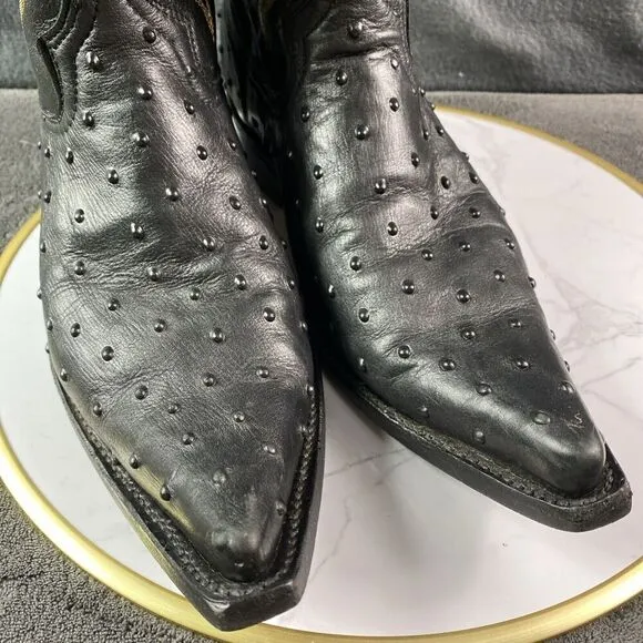 Unisex Boots Western Cowboy Ostrich Pointed Toe W11.5-M10  Botitas Pedrito MEX