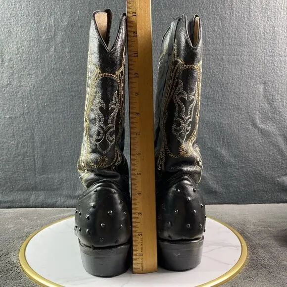 Unisex Boots Western Cowboy Ostrich Pointed Toe W11.5-M10  Botitas Pedrito MEX