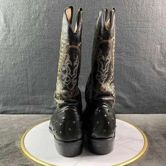Unisex Boots Western Cowboy Ostrich Pointed Toe W11.5-M10  Botitas Pedrito MEX