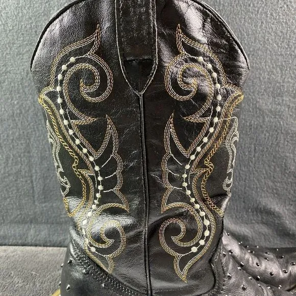 Unisex Boots Western Cowboy Ostrich Pointed Toe W11.5-M10  Botitas Pedrito MEX