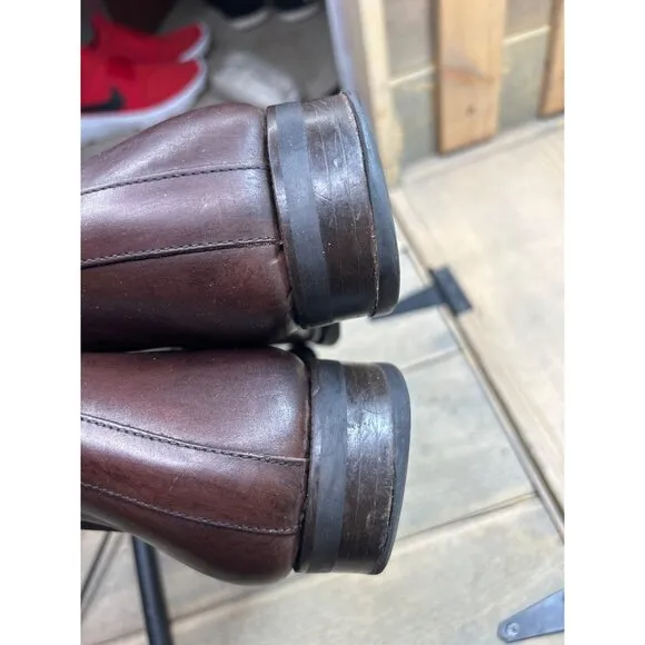 US11 Jack Erwin Mens Brown Leather Pointed Toe Pull On Chelsea Boots