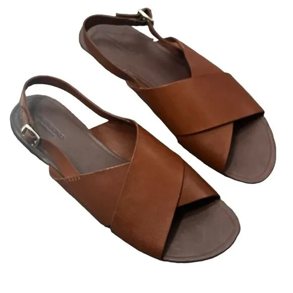 Vagabond Shoe Makers 41 Tia Criss Cross Sandals Leather Cognac Brown sz 9.5 New