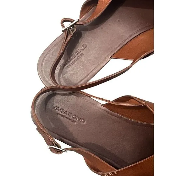Vagabond Shoe Makers 41 Tia Criss Cross Sandals Leather Cognac Brown sz 9.5 New