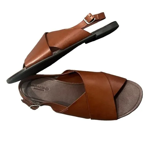 Vagabond Shoe Makers 41 Tia Criss Cross Sandals Leather Cognac Brown sz 9.5 New